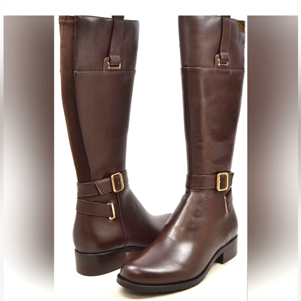 Solimani Gabi 12" slim calf riding boot size 8.5 M , brown